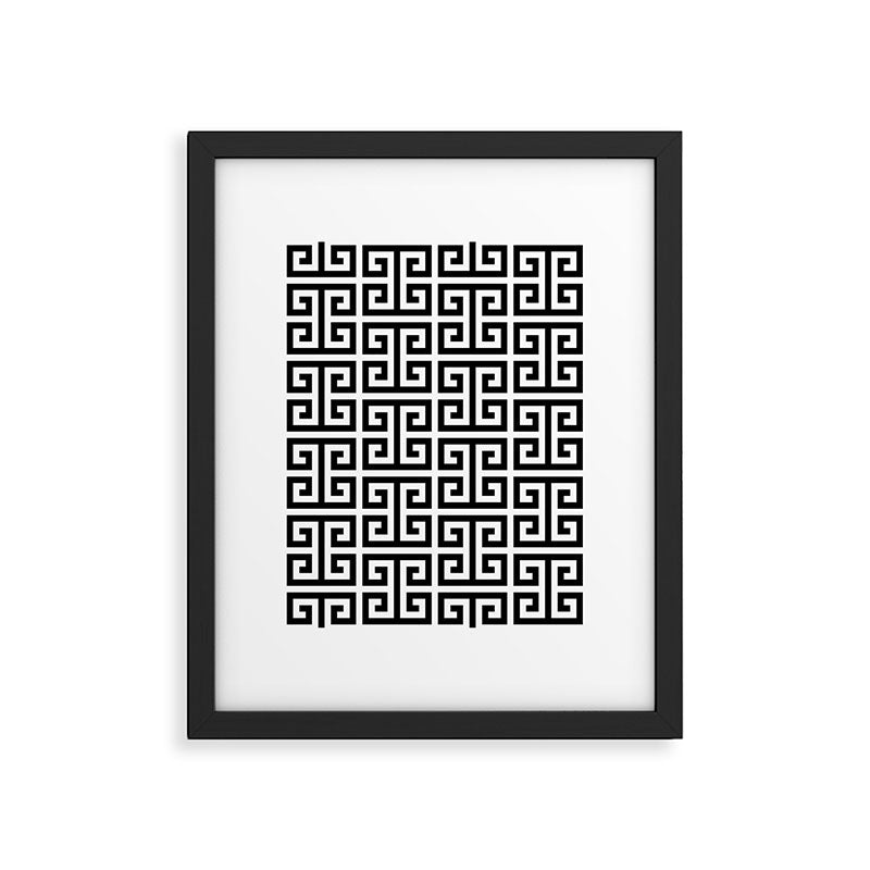 Large Black and White Greek Key Pattern Framed Art Print Gallery Image 5