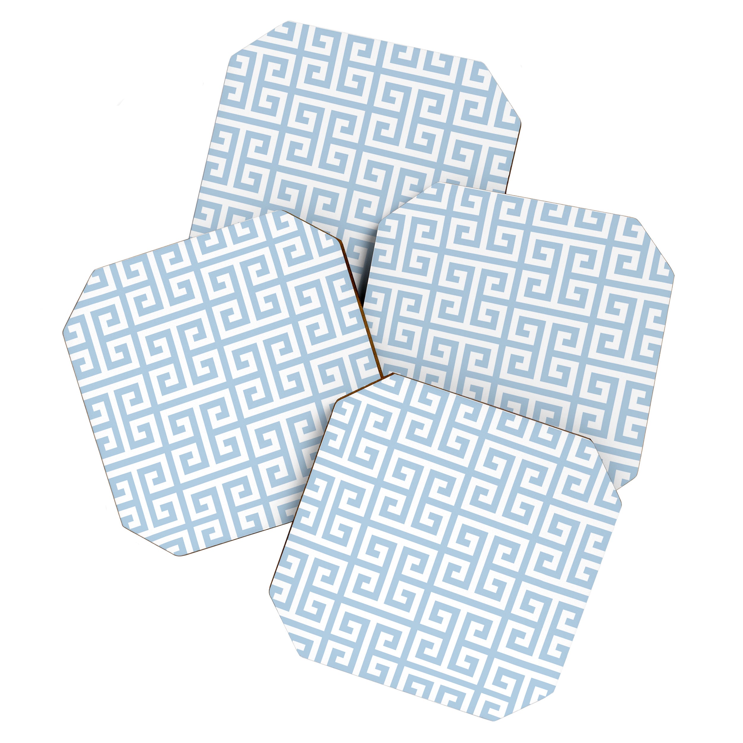 Large Light Blue Greek Key Pattern Coaster Gallery Image 1