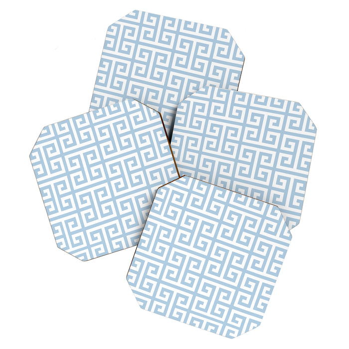 Large Light Blue Greek Key Pattern Coaster Gallery Image 1