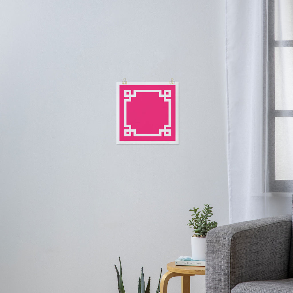 Light Hot Pink and White Greek Key Art Print Gallery Image 3
