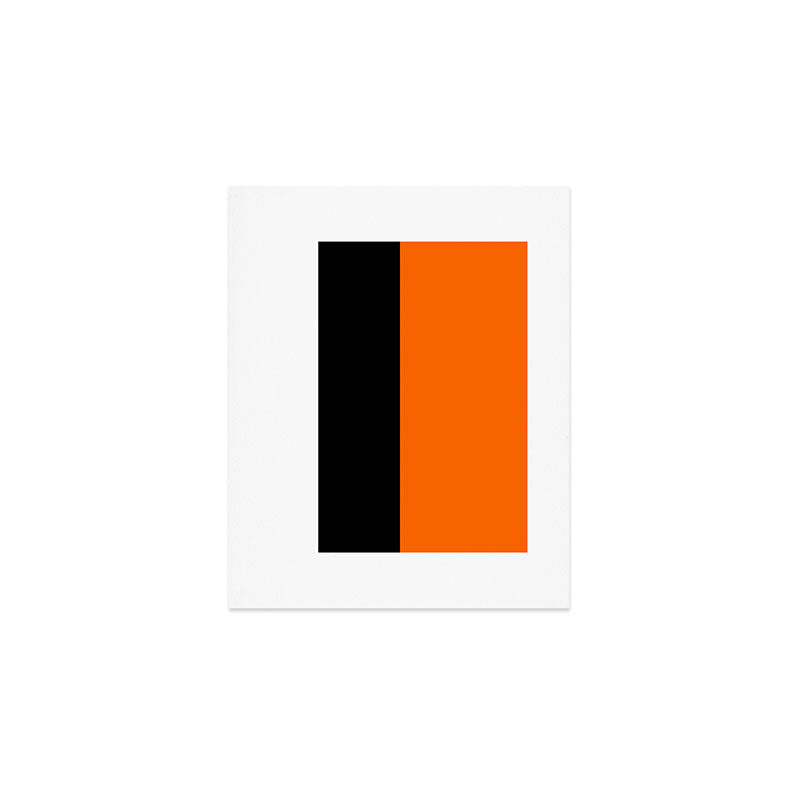 Modern White Black Orange Colorblock Art Print Gallery Image 1