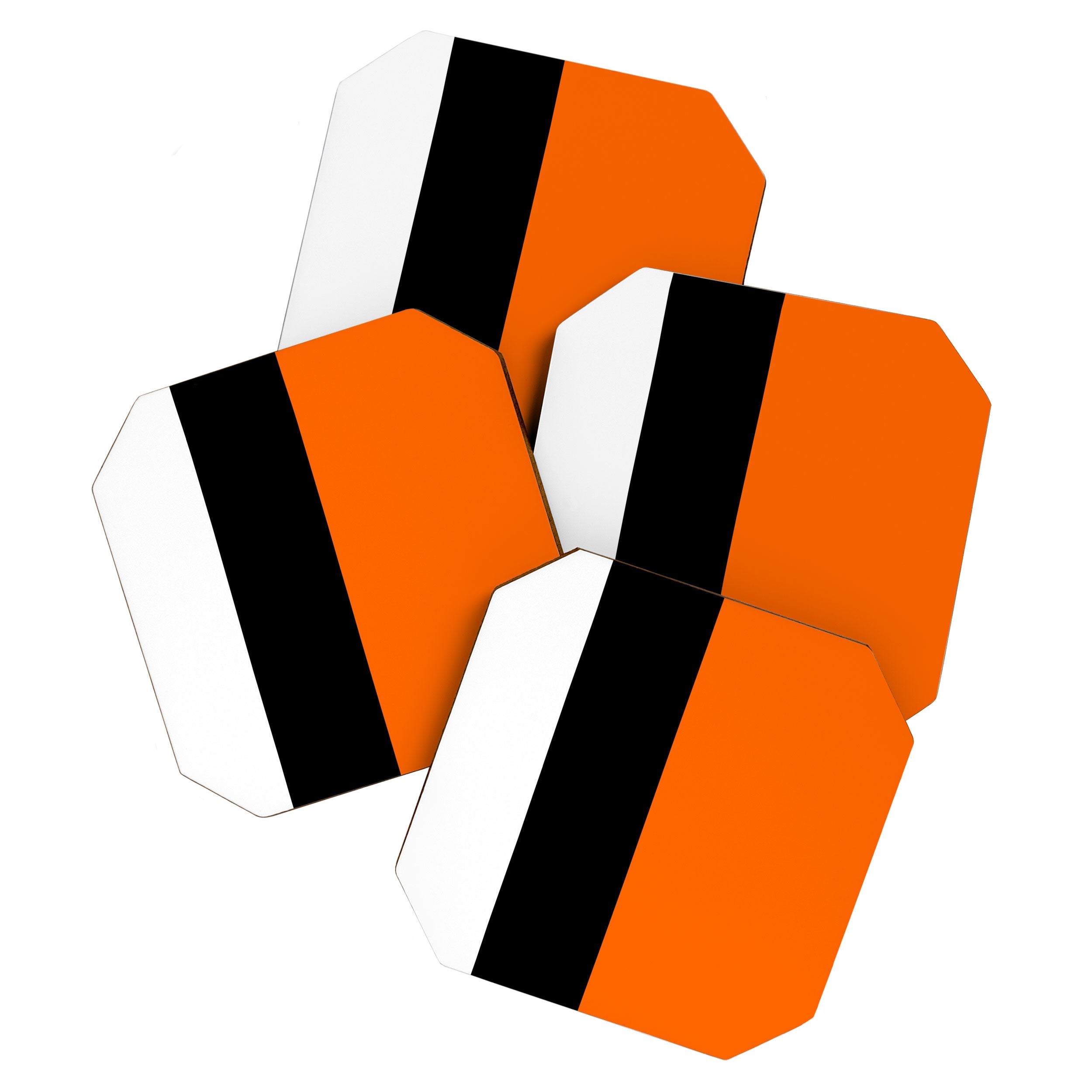 Modern White Black Orange Colorblock Coaster Gallery Image 1