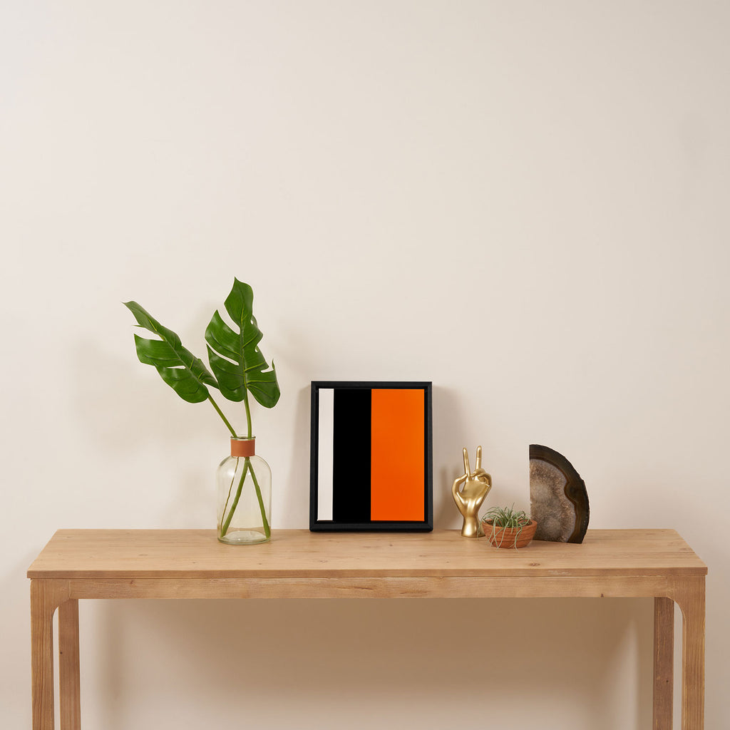 Modern White Black Orange Colorblock Framed Canvas Print Gallery Image 4