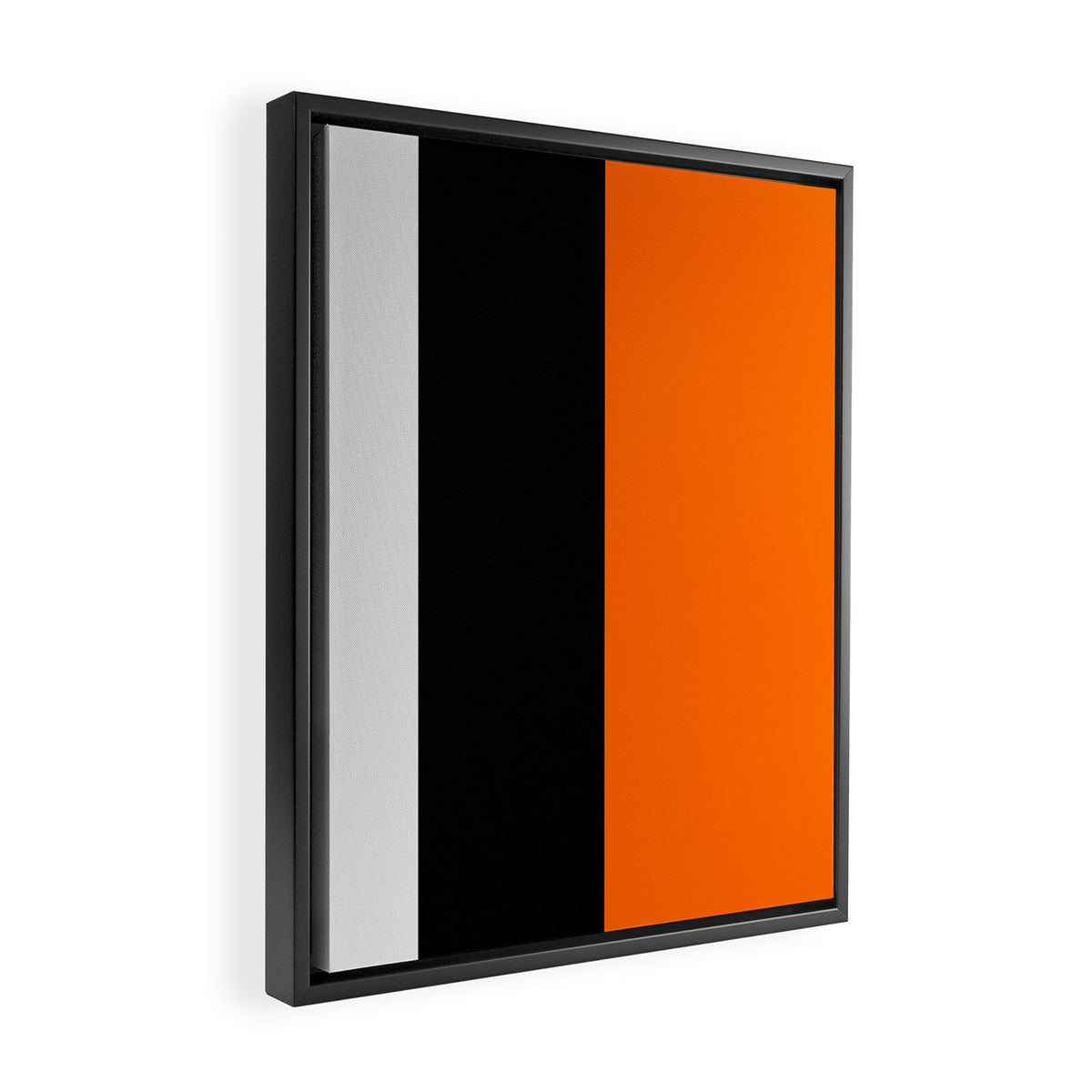 Modern White Black Orange Colorblock Framed Canvas Print Gallery Image 2