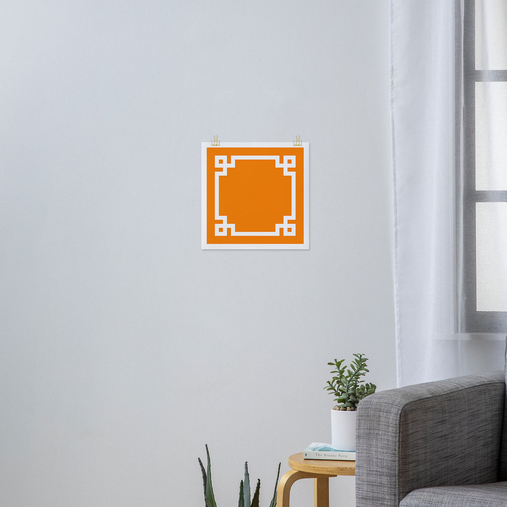 Orange and White Greek Key Square Border Art Print Gallery Image 3