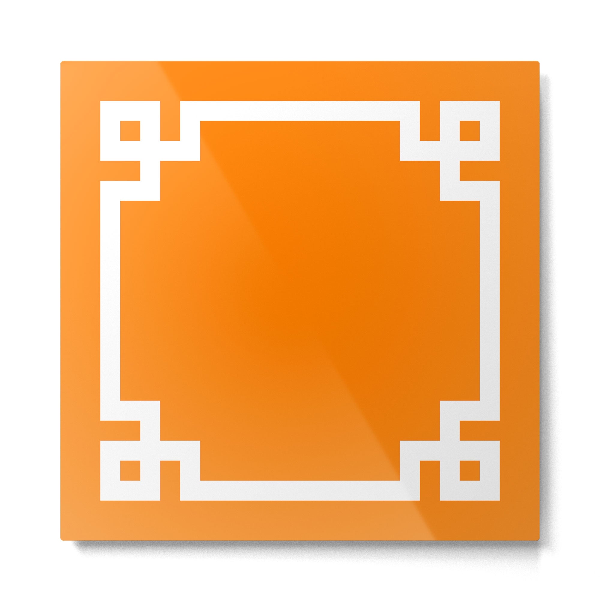 Orange and White Greek Key Square Border Metal Print Gallery Image 2