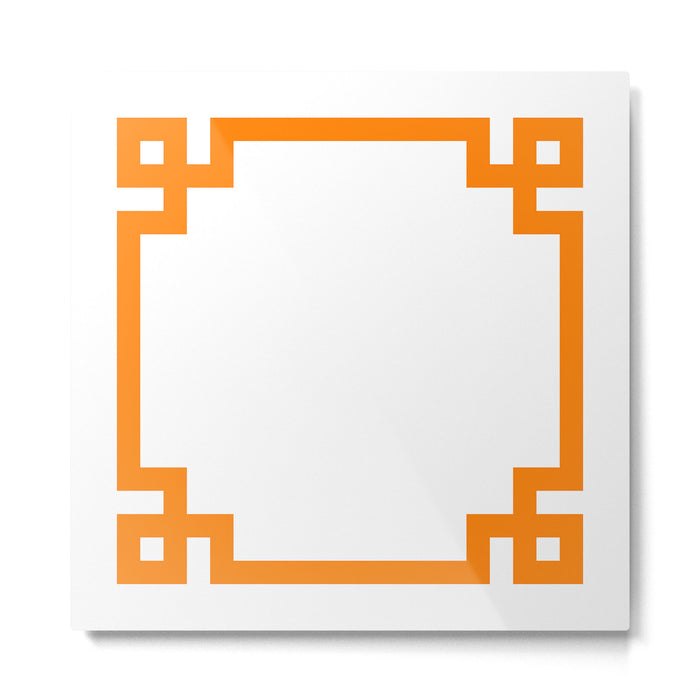 Orange Greek Key Square Border Metal Print Gallery Image 1