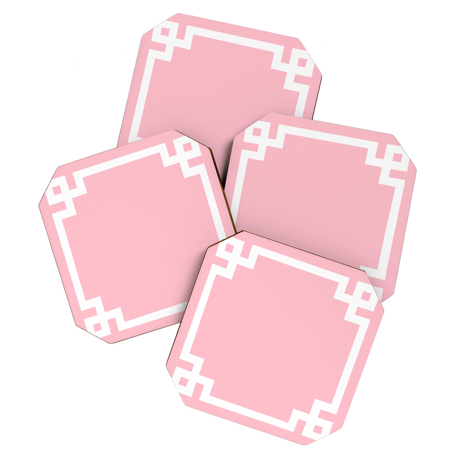 Pink and White Greek Key Border Coaster Gallery Image 1