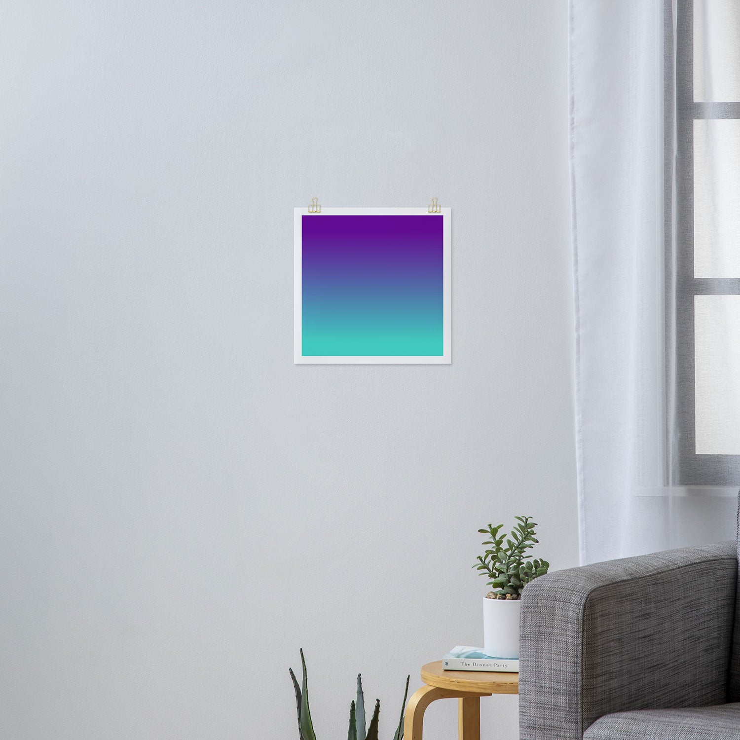 Violet Purple and Turquoise Ombre Art Print Gallery Image 3