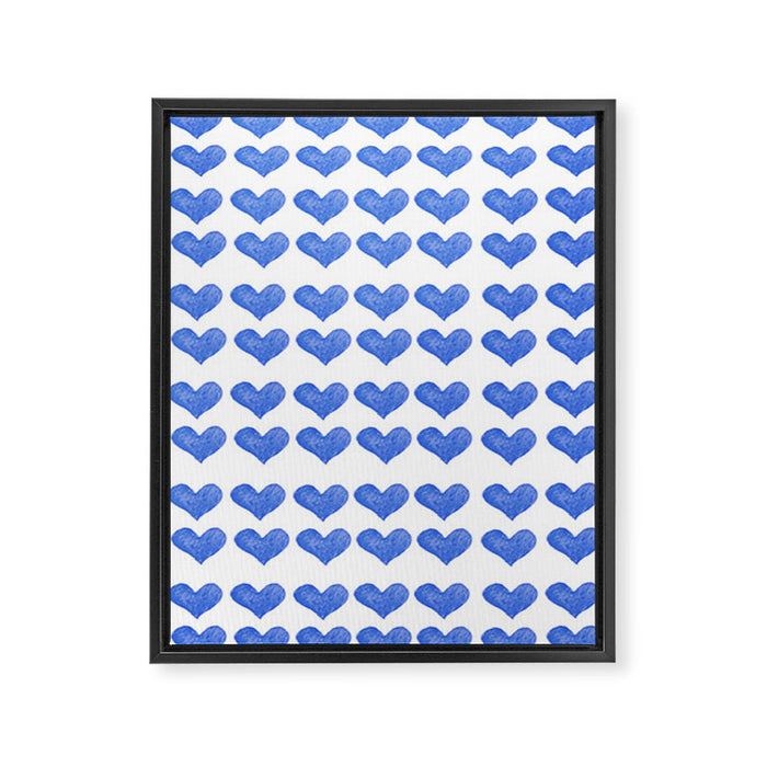 BLUE HEARTS Framed Canvas Print Gallery Image 1