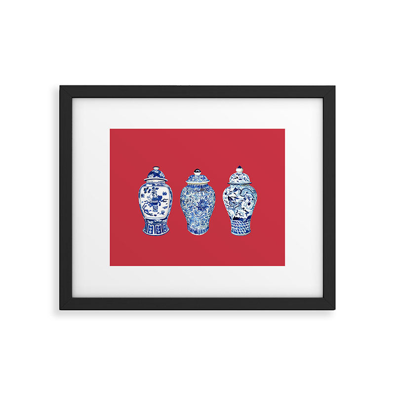GINGER JAR TRIO ON RED Framed Art Print Gallery Image 5