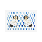 STAFFORDSHIRE DOGS ON BLUE Art Print Gallery Image 1