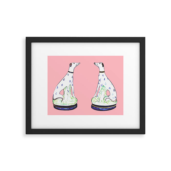 STAFFORDSHIRE GREYHOUND TWINS Framed Art Print Gallery Image 1