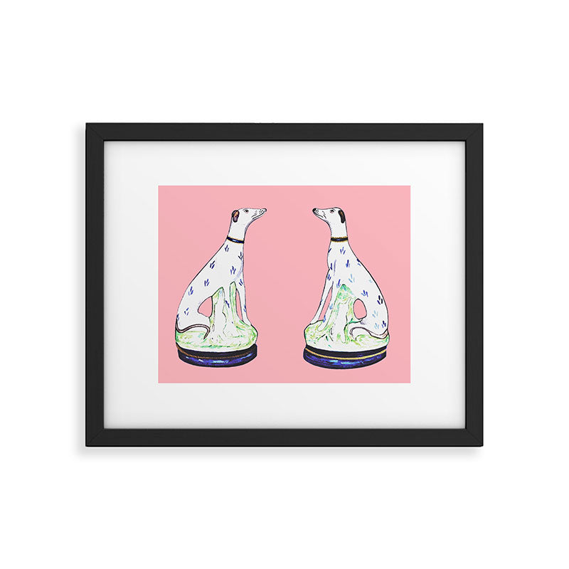 STAFFORDSHIRE GREYHOUND TWINS Framed Art Print Gallery Image 5