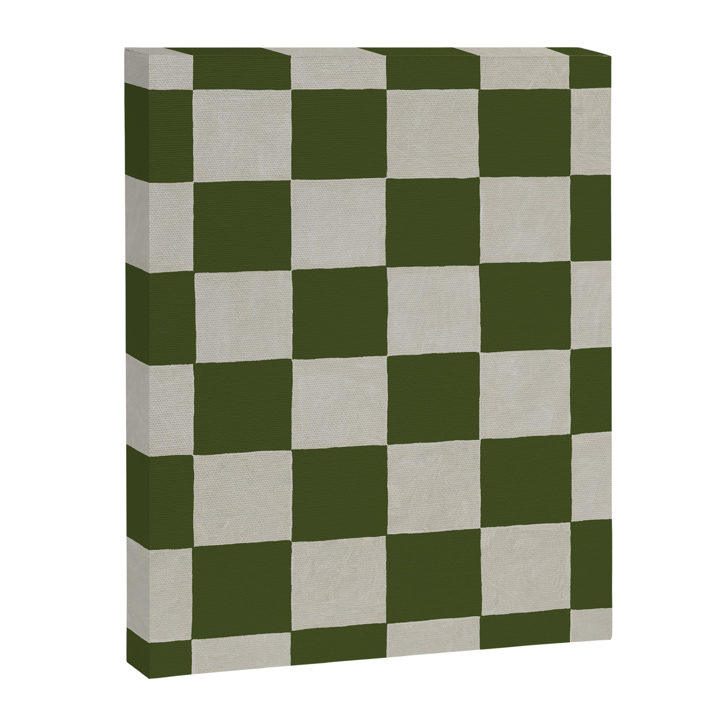checkerboard hand-painted-olive Canvas Print Gallery Image 3