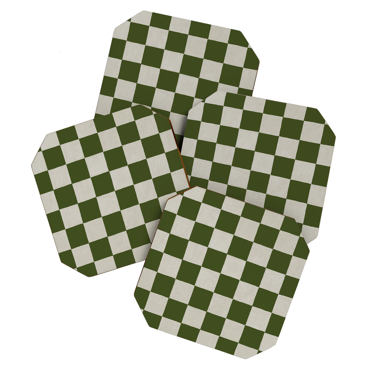 checkerboard hand-painted-olive Coaster