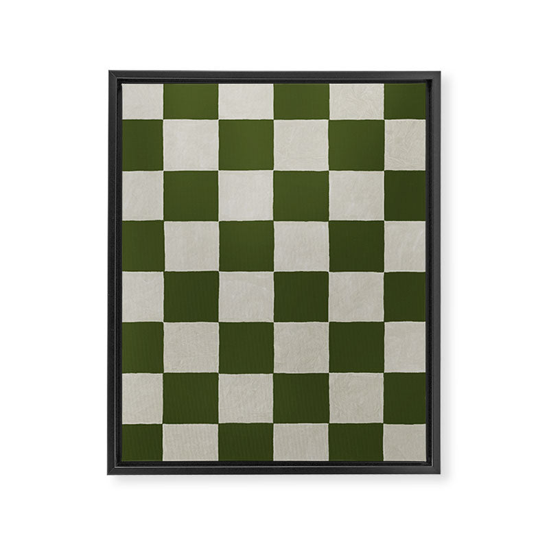 checkerboard hand-painted-olive Framed Canvas Print Gallery Image 3