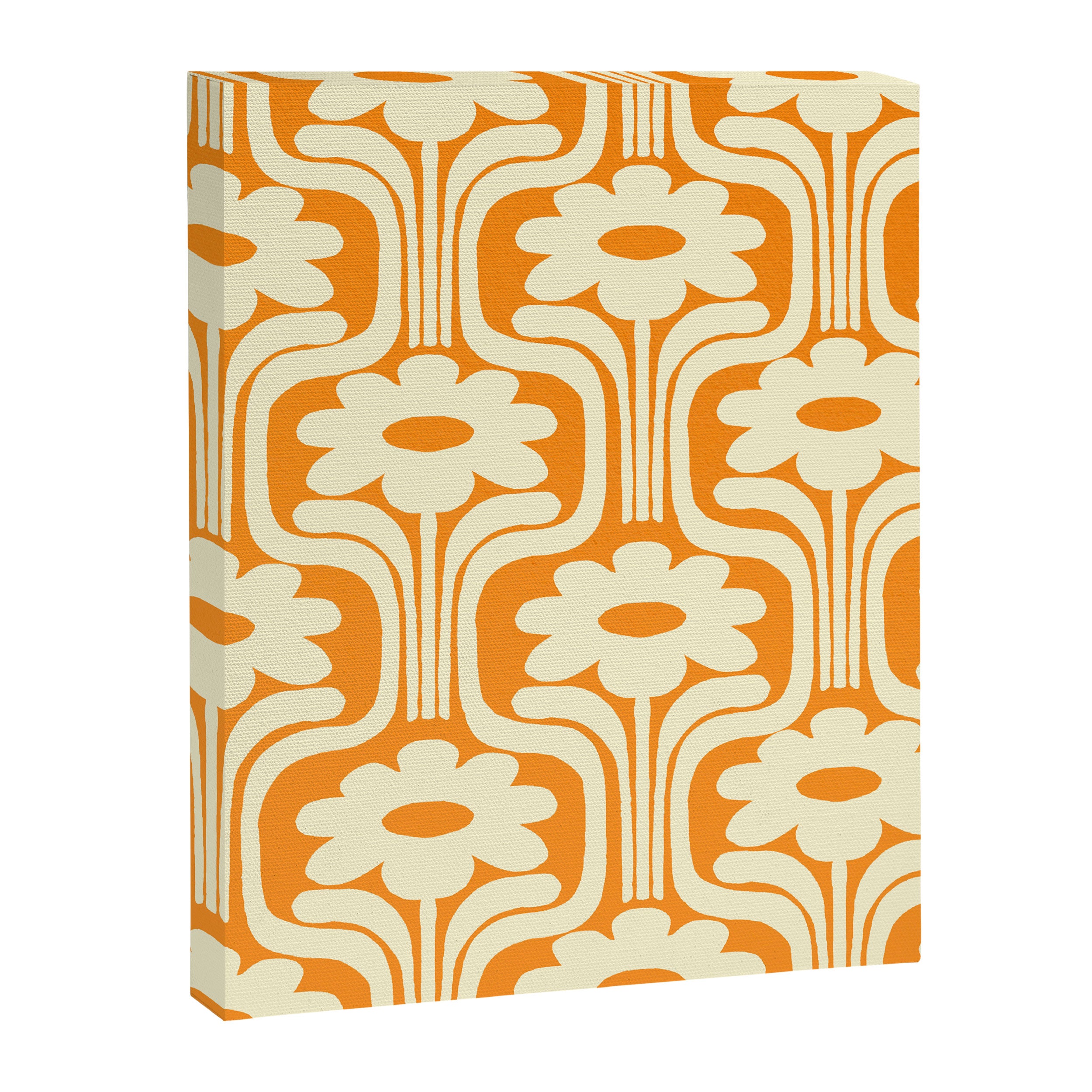 70s Orange Flower Pattern Canvas Print Gallery Image 6