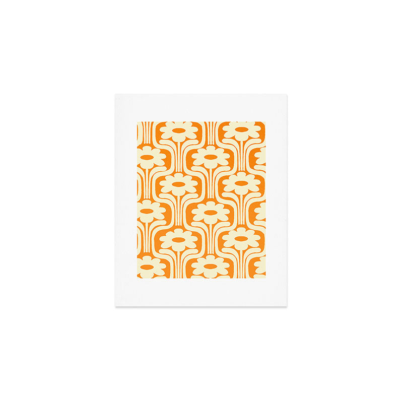 70s Orange Flower Pattern Art Print Gallery Image 1