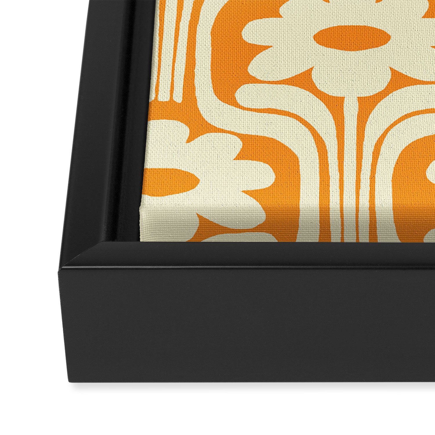 70s Orange Flower Pattern Framed Canvas Print Gallery Image 3