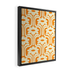 70s Orange Flower Pattern Framed Canvas Print Gallery Image 2