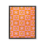 Pink and Orange Flower Checker Pattern Framed Canvas Print Gallery Image 6