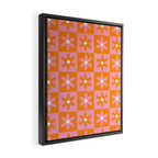 Pink and Orange Flower Checker Pattern Framed Canvas Print Gallery Image 2