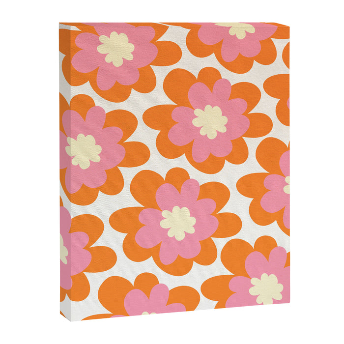 Pink and Orange Flower Pattern Canvas Print Gallery Image 1