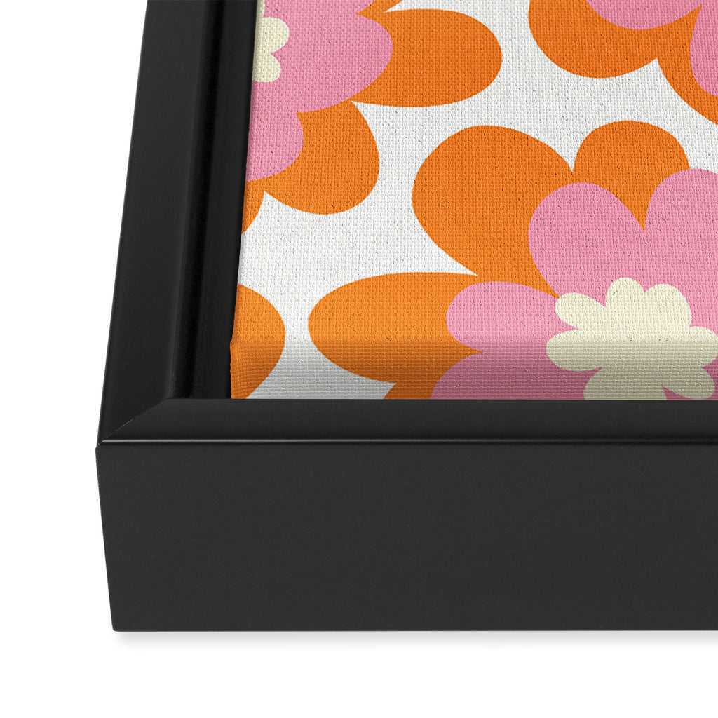 Pink and Orange Flower Pattern Framed Canvas Print Gallery Image 3