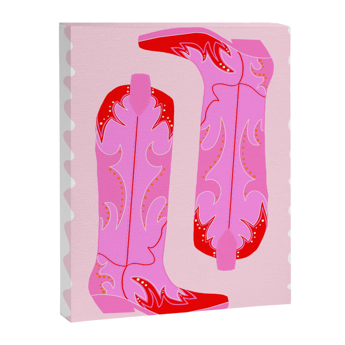 Pink Cowboy Boots Canvas Print Gallery Image 1