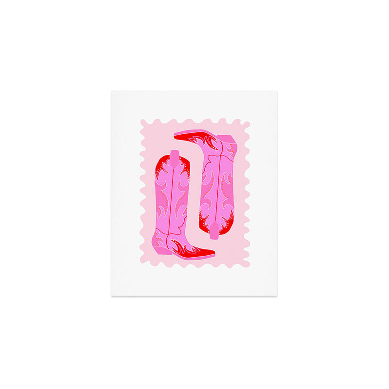 Pink Cowboy Boots Art Print Gallery Image 1