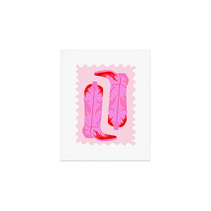 Pink Cowboy Boots Art Print Gallery Image 1