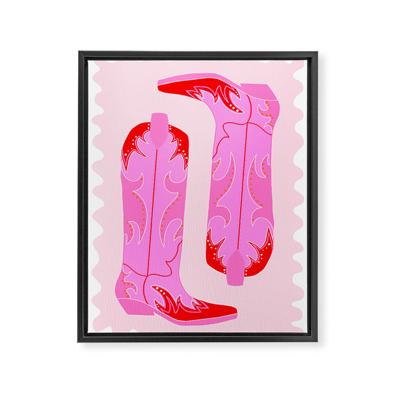 Pink Cowboy Boots Framed Canvas Print Gallery Image 6