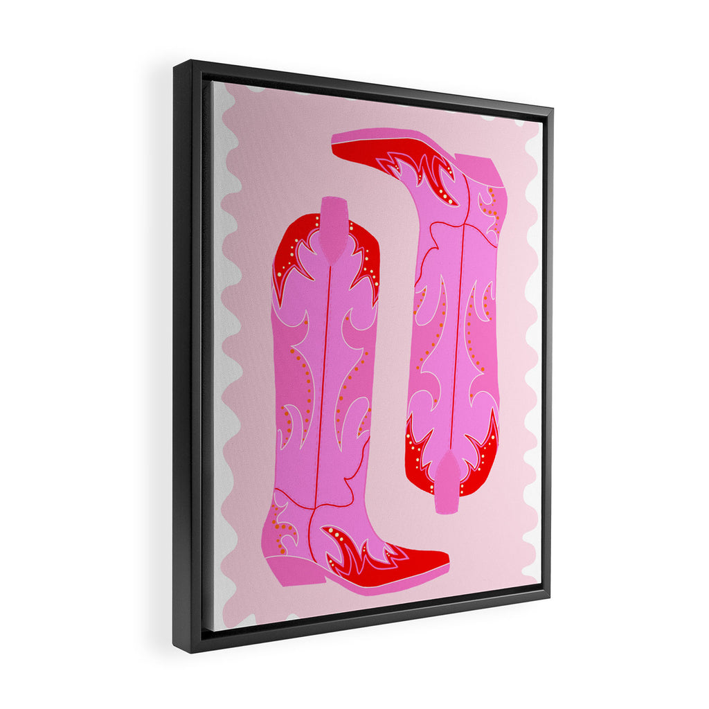 Pink Cowboy Boots Framed Canvas Print Gallery Image 2