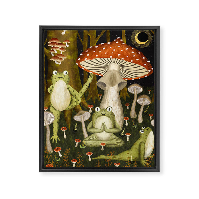 mushroom forest yoga Framed Canvas Print Gallery Image 1
