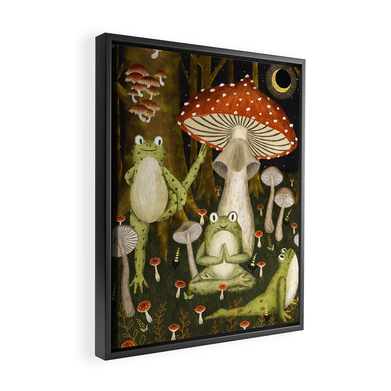 mushroom forest yoga Framed Canvas Print Gallery Image 2