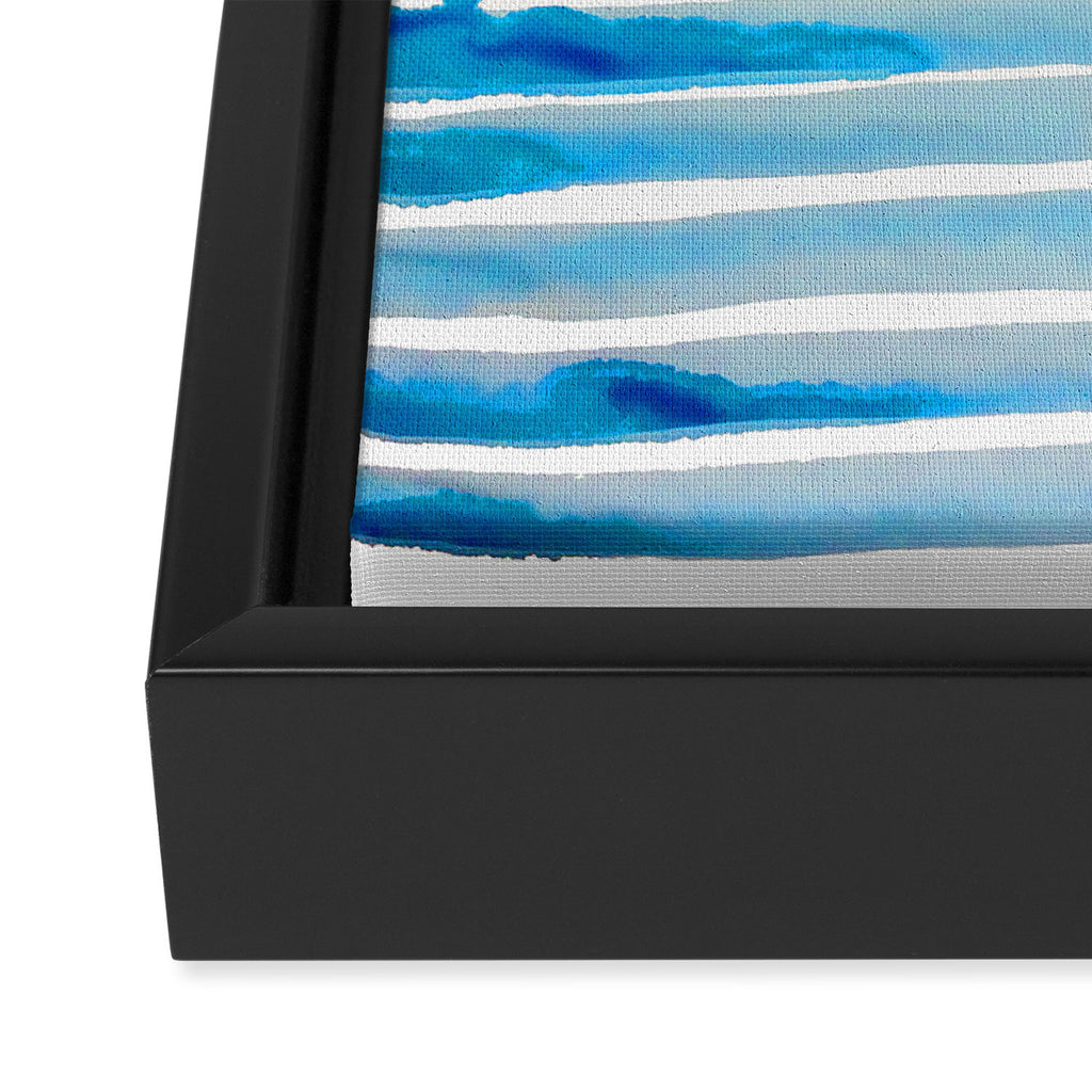 New Year Blue Water Lines Framed Canvas Print Gallery Image 3