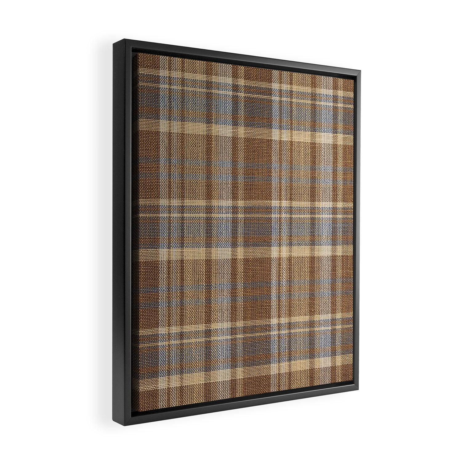 Beige Brown Tartan Plaid Pattern Framed Canvas Print Gallery Image 2