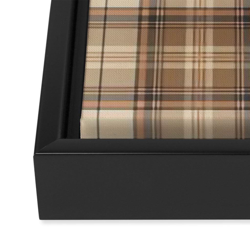 Beige Brown Tartan Plaid Pattern Framed Canvas Print Gallery Image 3