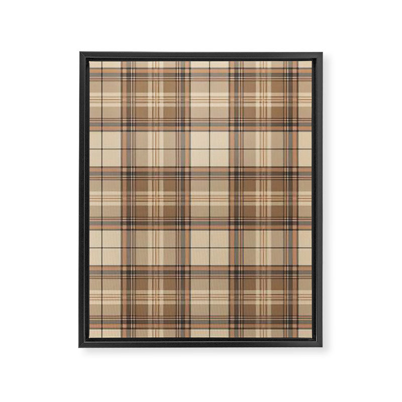 Beige Brown Tartan Plaid Pattern Framed Canvas Print Gallery Image 8