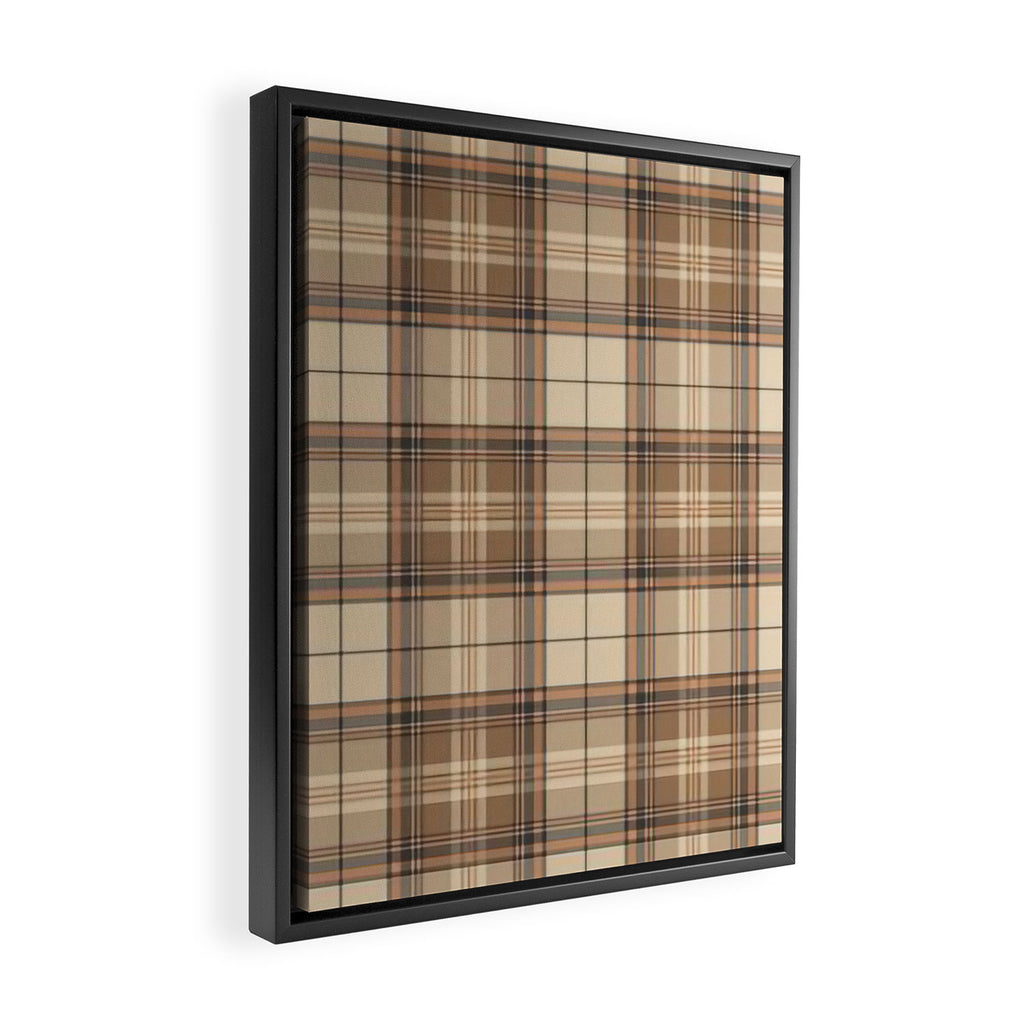 Beige Brown Tartan Plaid Pattern Framed Canvas Print Gallery Image 2