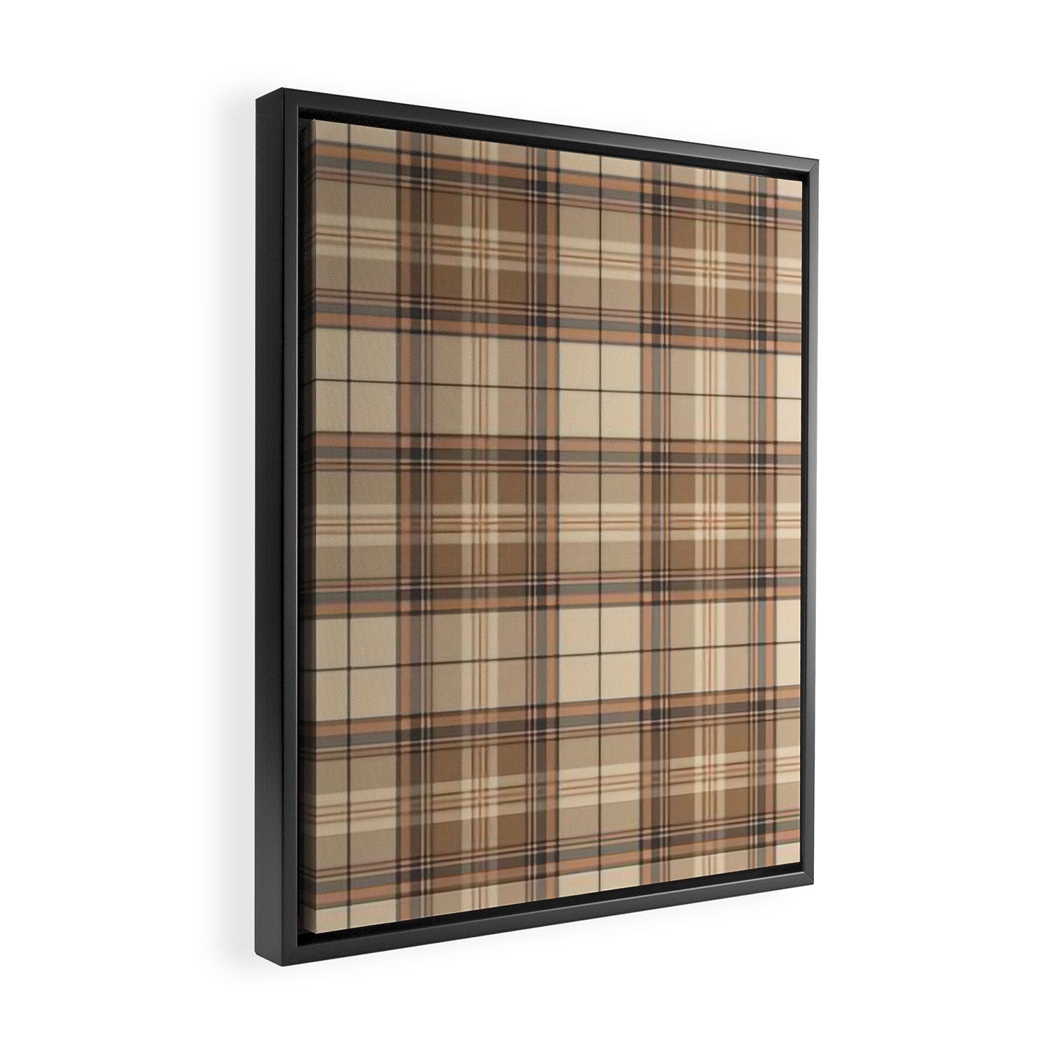Beige Brown Tartan Plaid Pattern Framed Canvas Print Gallery Image 2