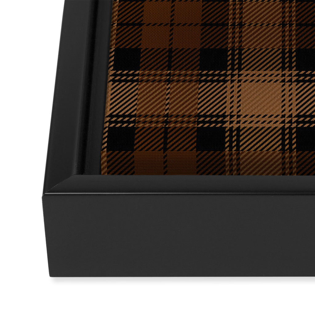 Black Brown Tartan Plaid Scottish Pattern Framed Canvas Print Gallery Image 3