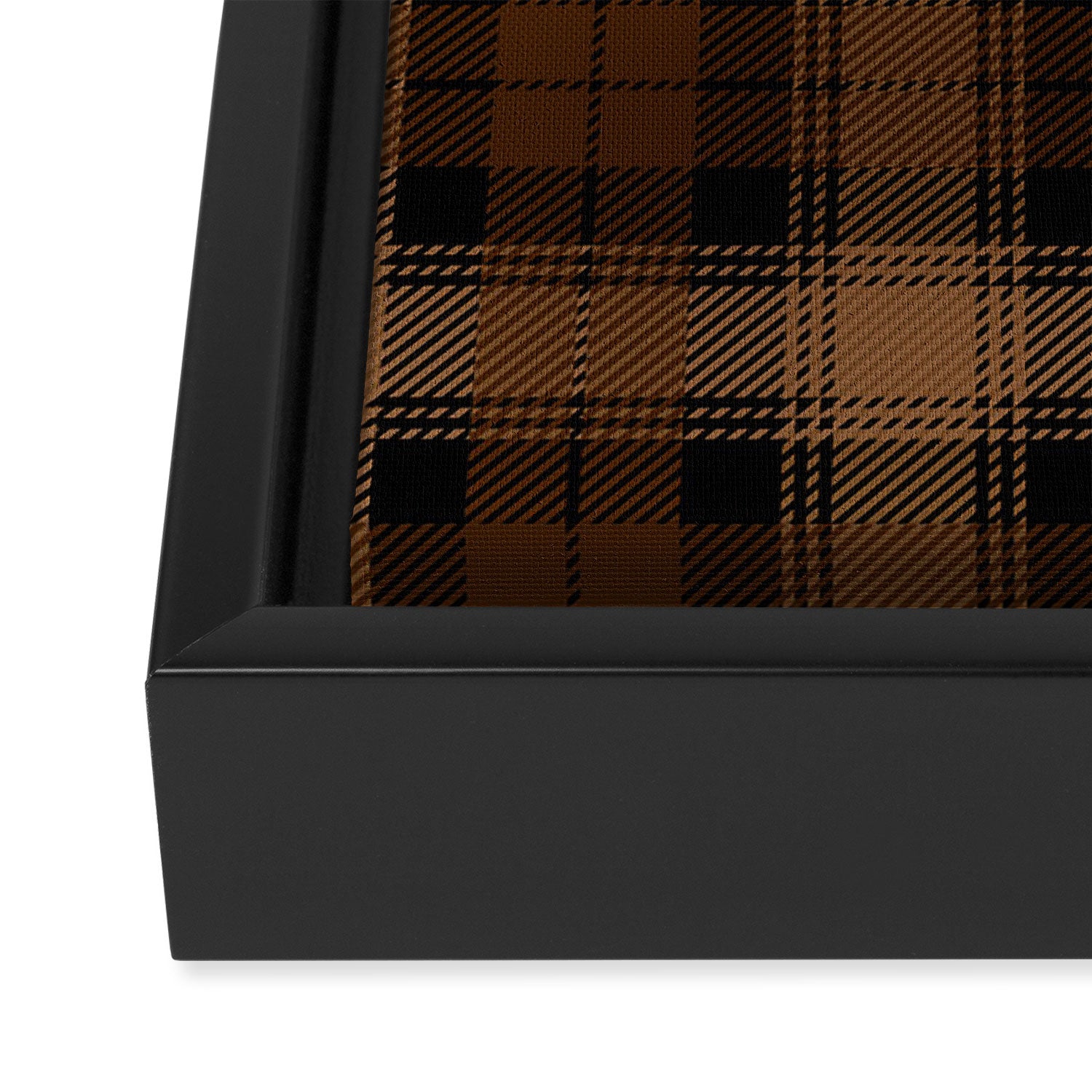 Black Brown Tartan Plaid Scottish Pattern Framed Canvas Print Gallery Image 3