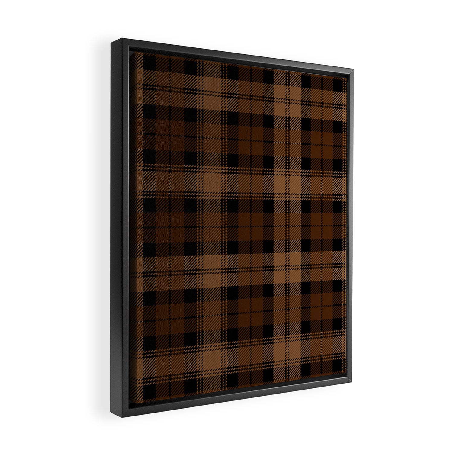 Black Brown Tartan Plaid Scottish Pattern Framed Canvas Print Gallery Image 2