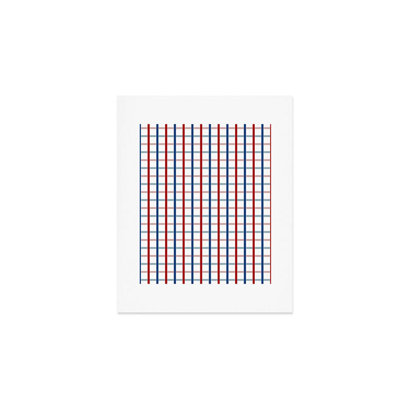 Blue Red Tattersall Plaid Pattern Art Print Gallery Image 1