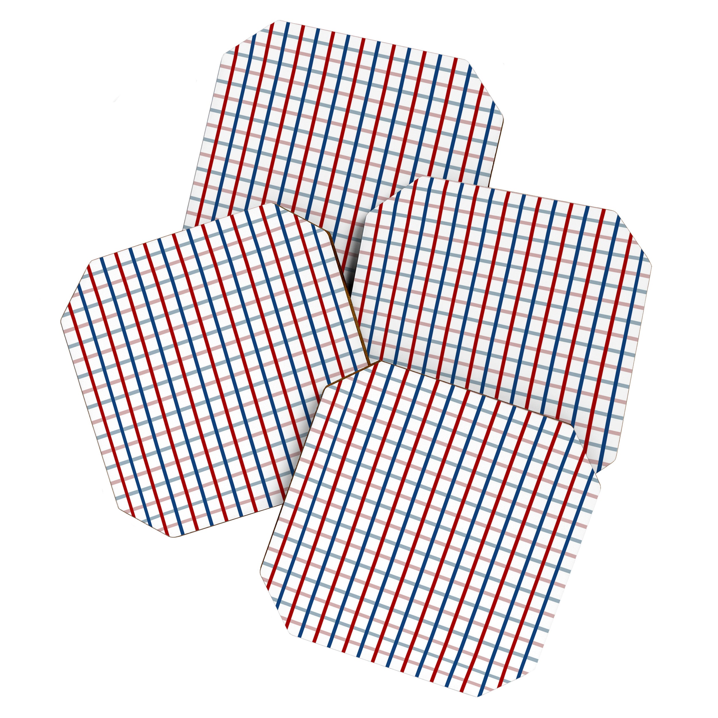 Blue Red Tattersall Plaid Pattern Coaster Gallery Image 1