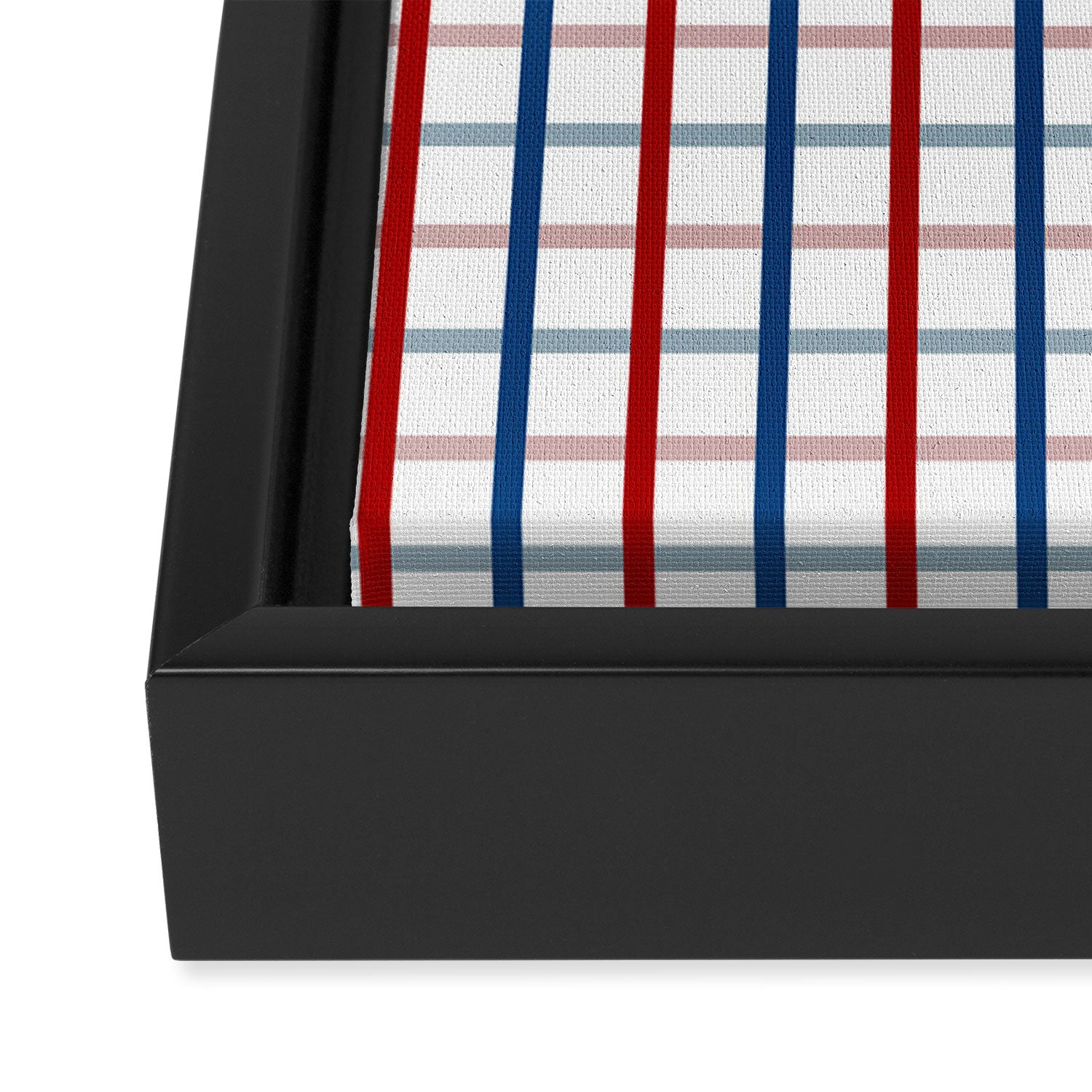 Blue Red Tattersall Plaid Pattern Framed Canvas Print Gallery Image 3