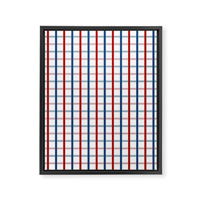 Blue Red Tattersall Plaid Pattern Framed Canvas Print Gallery Image 1