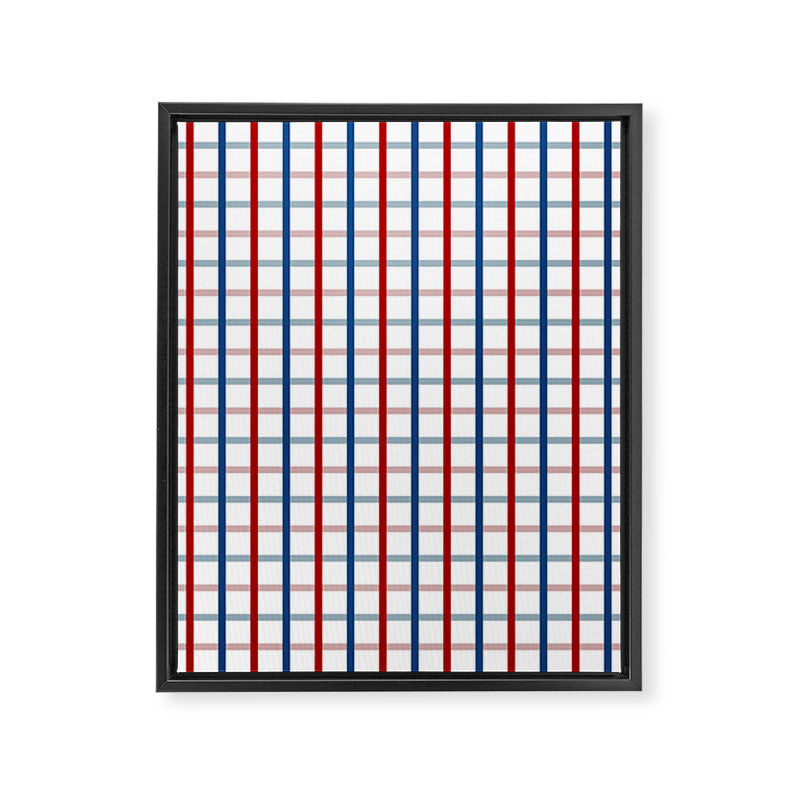 Blue Red Tattersall Plaid Pattern Framed Canvas Print Gallery Image 8
